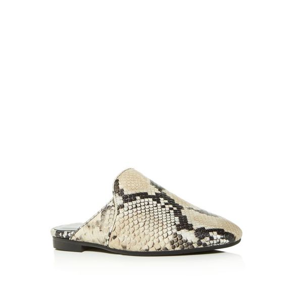AQUATALIA Womens Taupe/Black Beige Snake Padded Rylee Slip On Mules 11